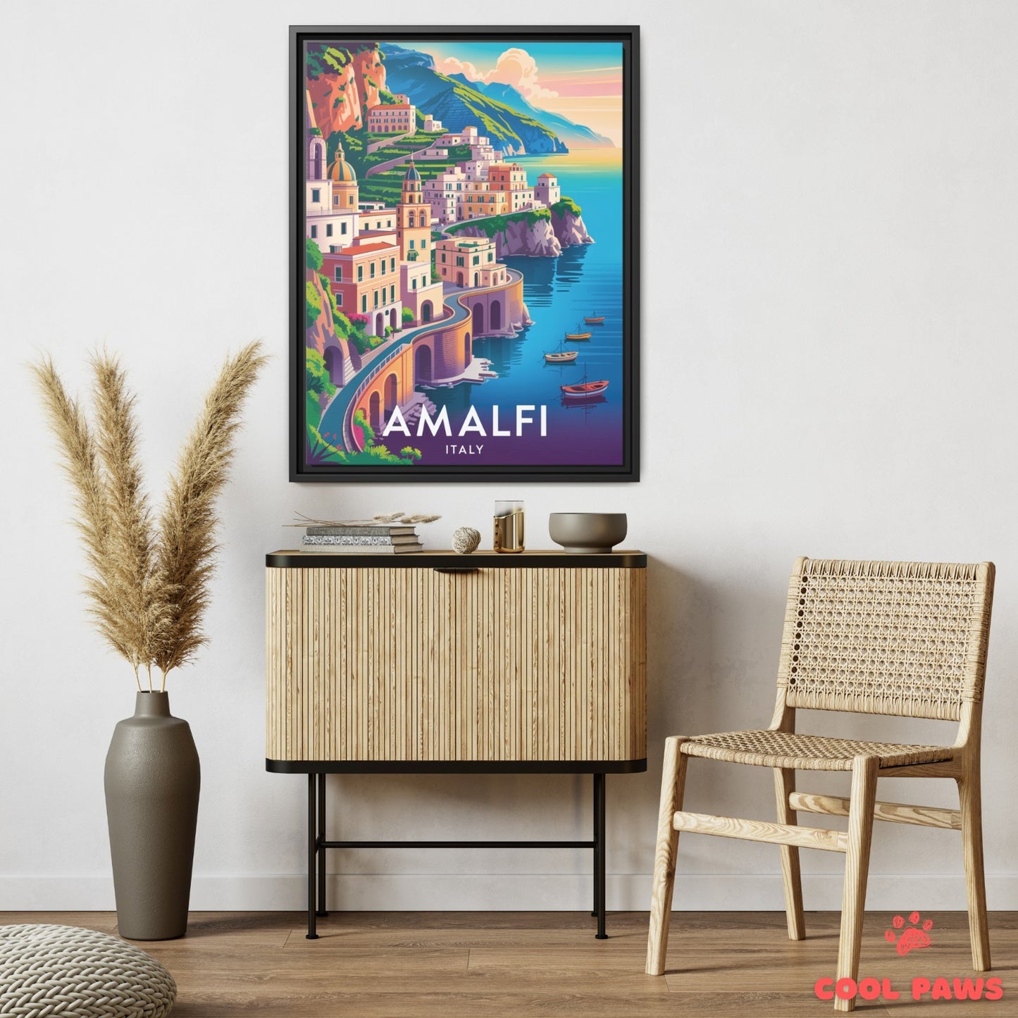 Amalfi Travel Print | Italian Cliffside Homes | Italy