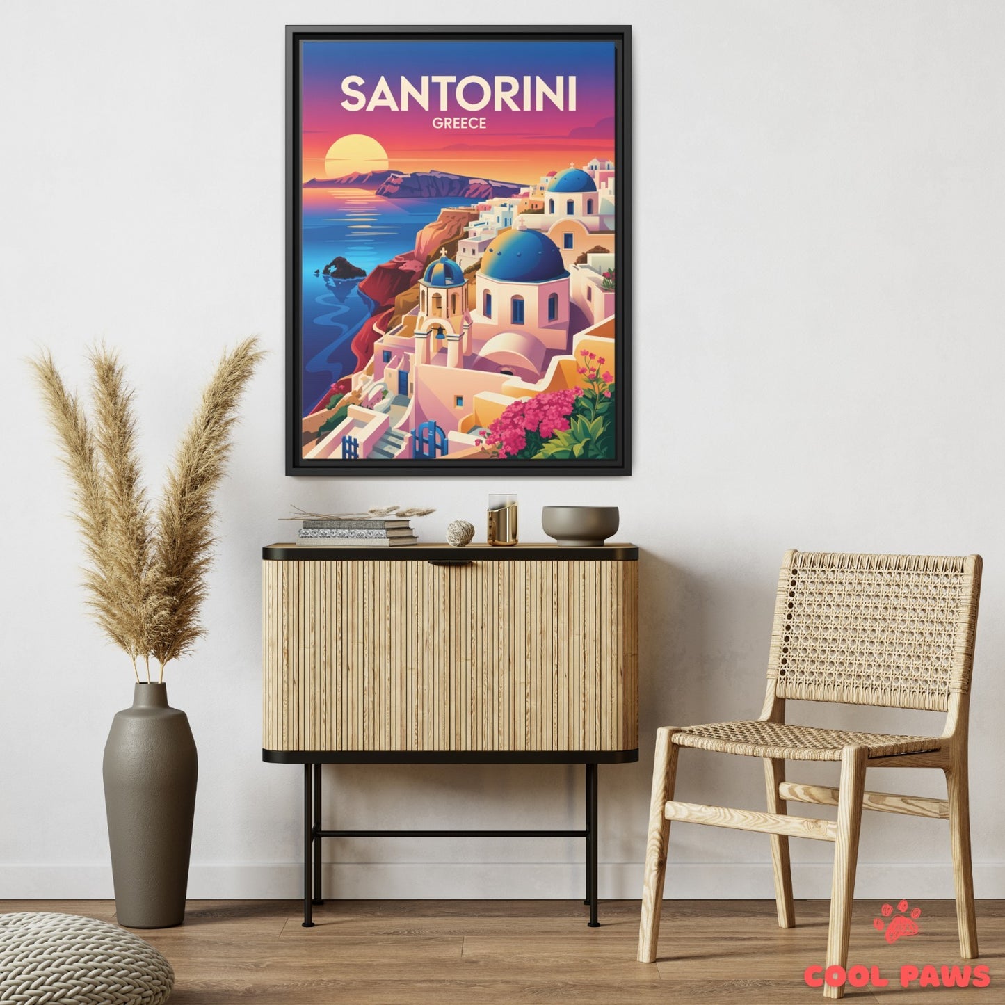 Santorini Travel Print | Greek Blue Domes | Greece