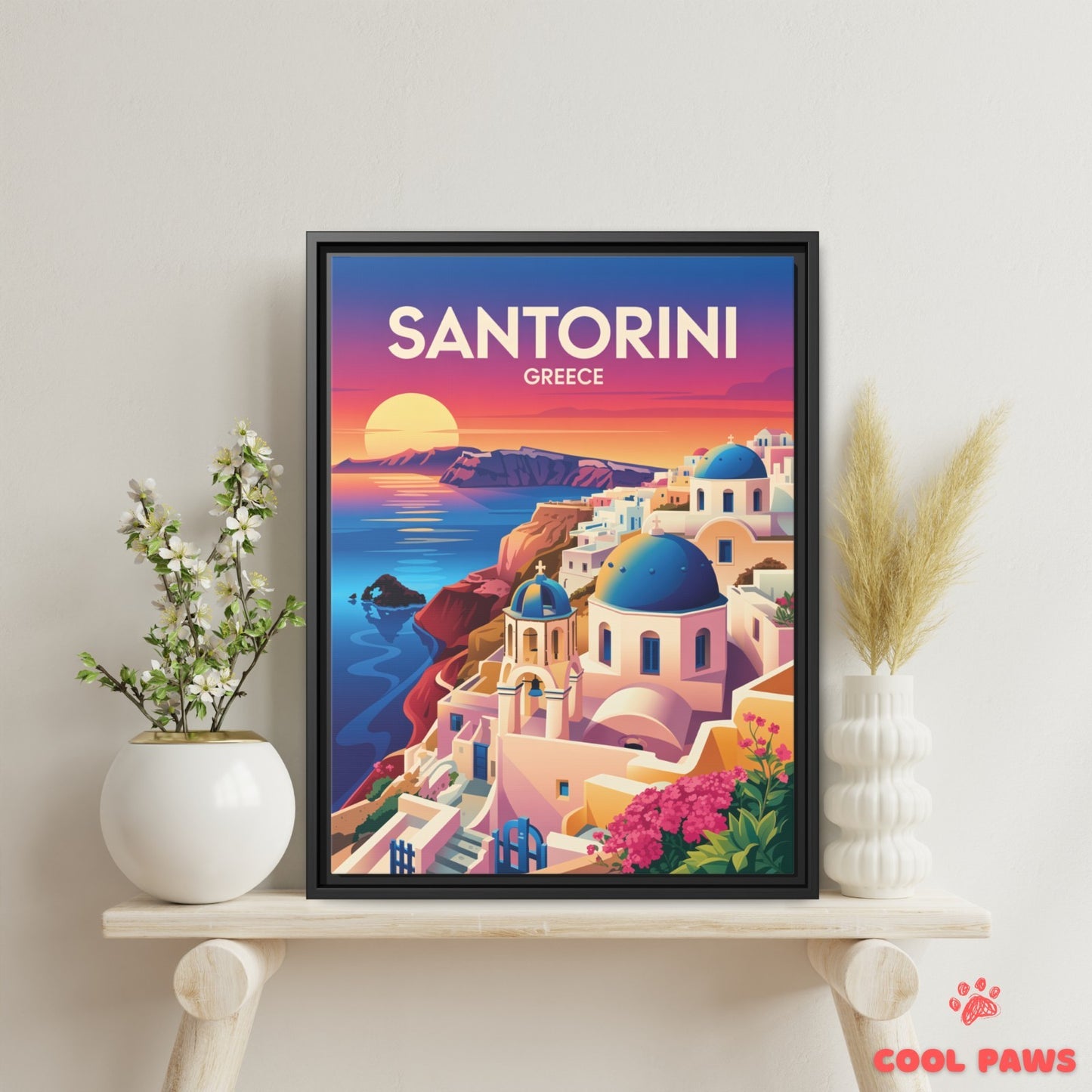 Santorini Travel Print | Greek Blue Domes | Greece