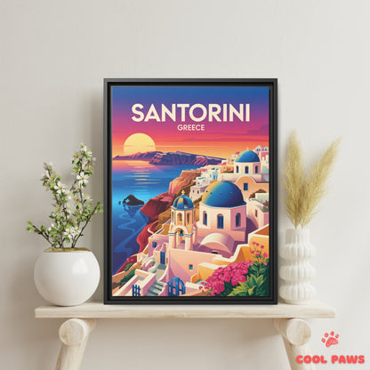 Santorini Travel Print | Greek Blue Domes | Greece