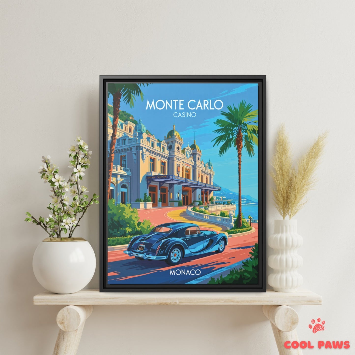 Monaco Travel Print | French Illustration of Monte Carlo Casino