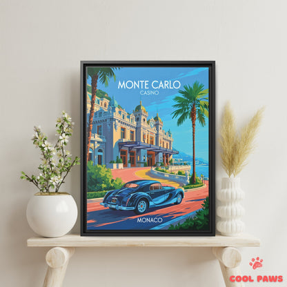 Monaco Travel Print | French Illustration of Monte Carlo Casino