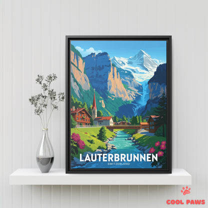 Lauterbrunnen Travel Print | Swiss Waterfalls | Switzerland