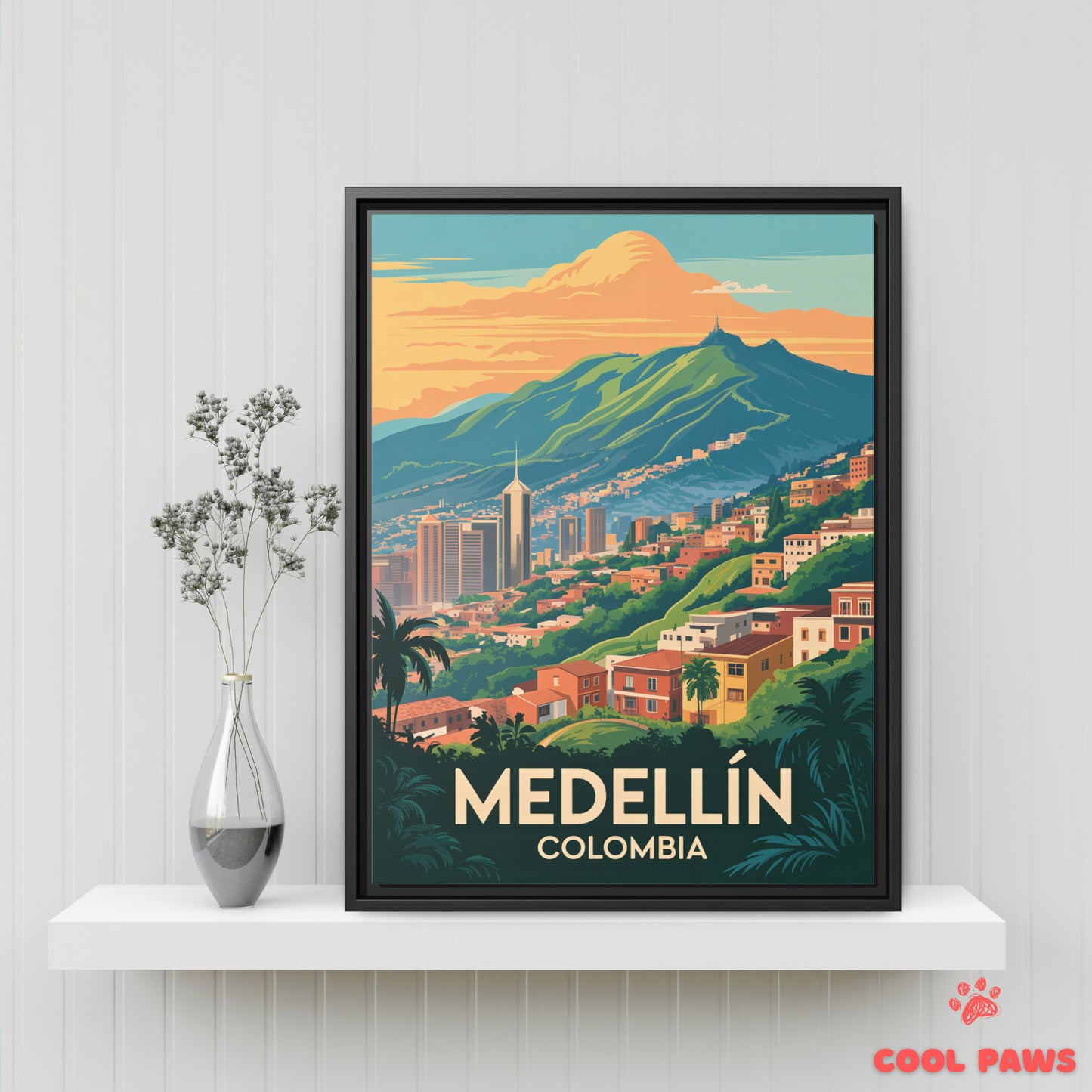 Medellin Travel Print | Hillside Neighborhoods | Colombia