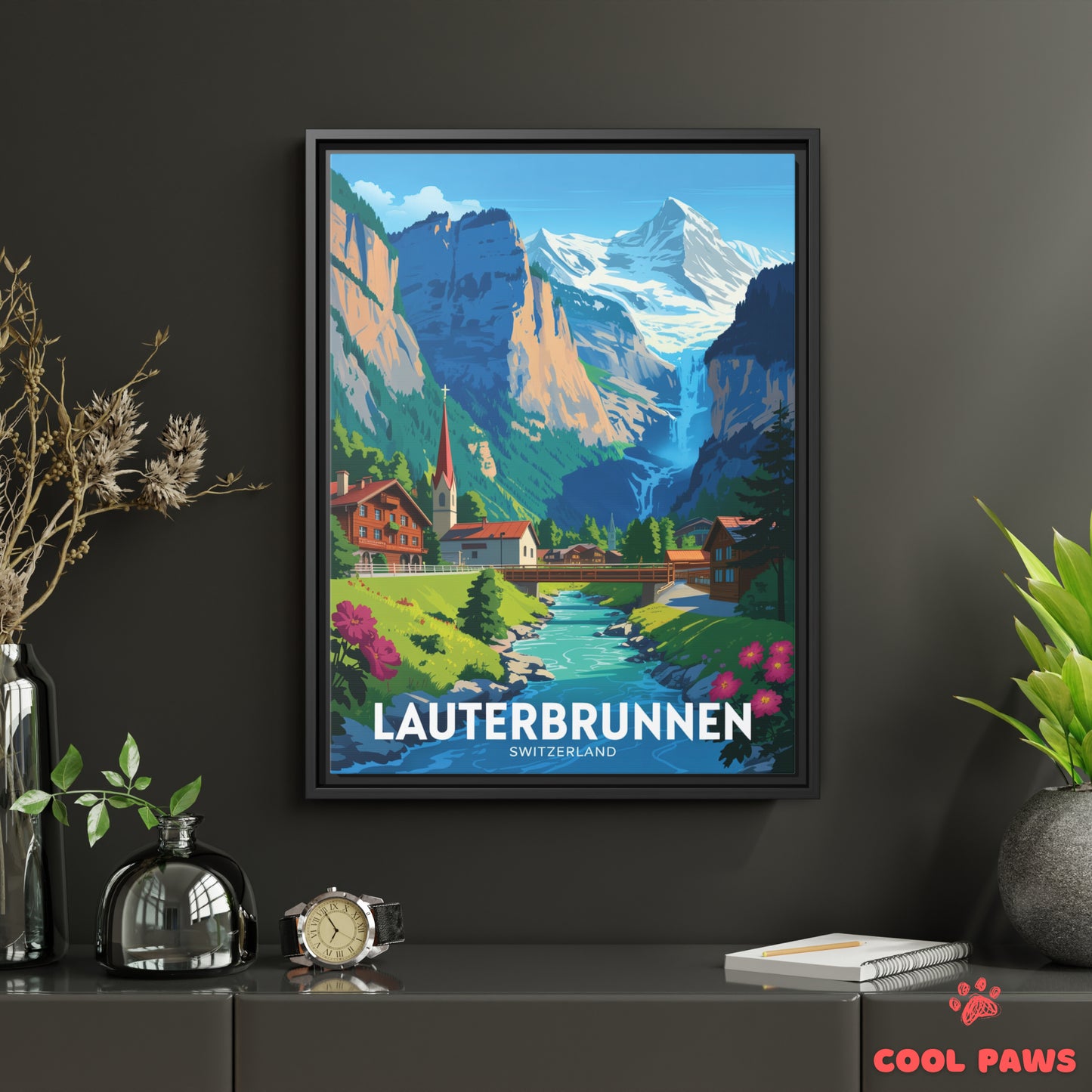 Lauterbrunnen Travel Print | Swiss Waterfalls | Switzerland
