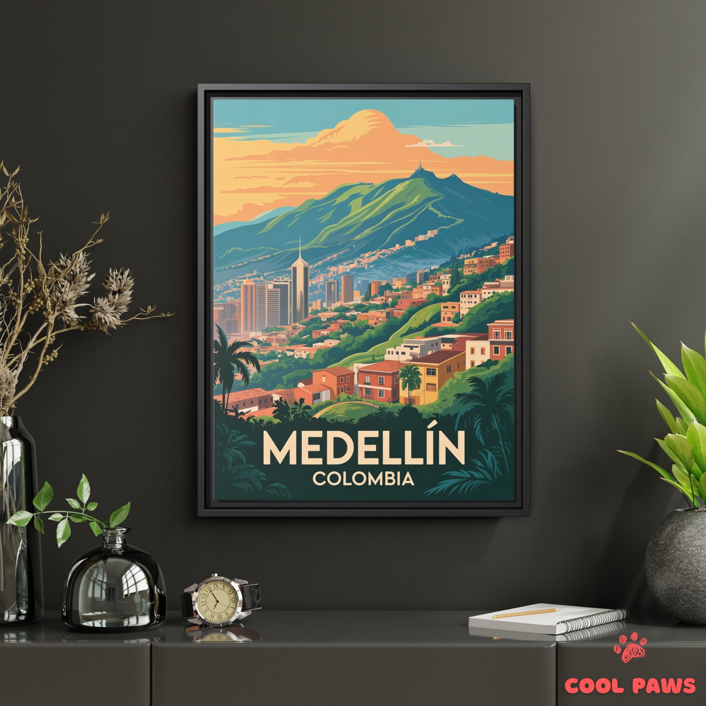 Medellin Travel Print | Hillside Neighborhoods | Colombia