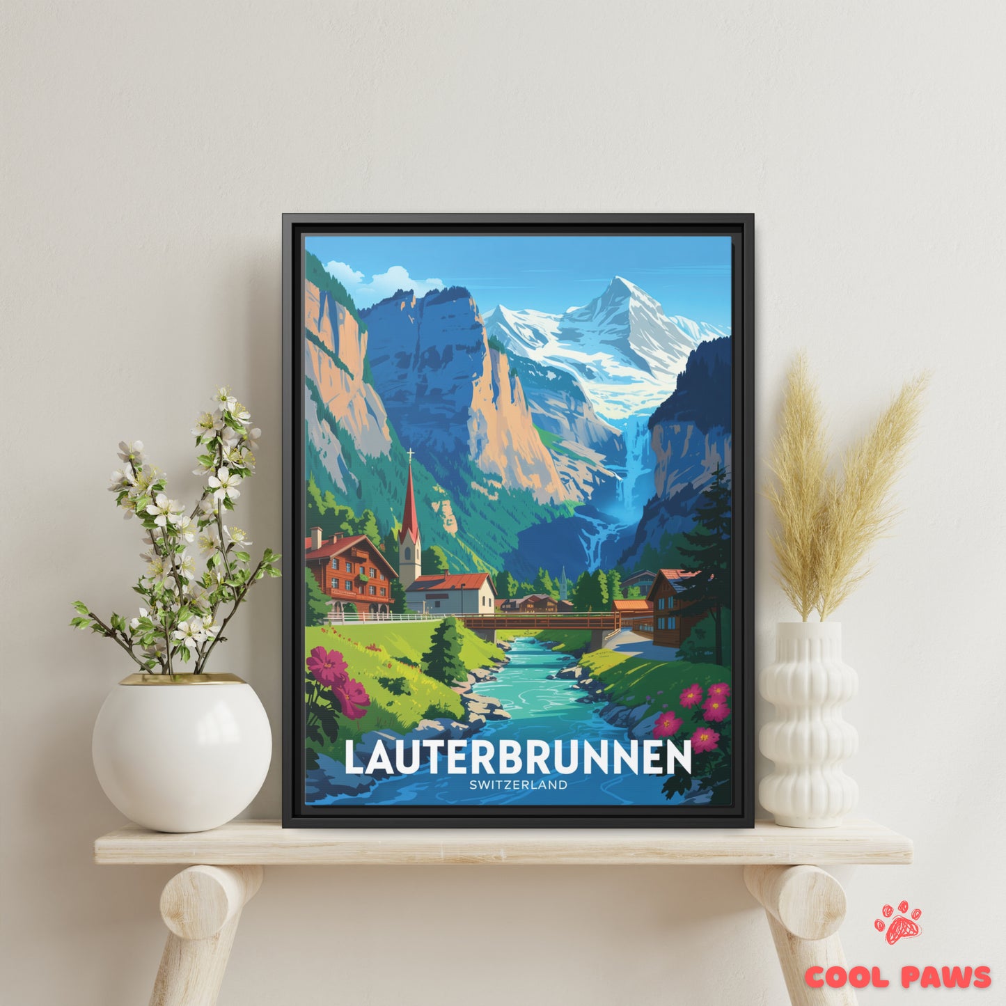 Lauterbrunnen Travel Print | Swiss Waterfalls | Switzerland