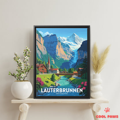 Lauterbrunnen Travel Print | Swiss Waterfalls | Switzerland