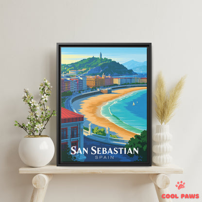San Sebastian Travel Print | Spanish/Basque La Concha Beach | Spain