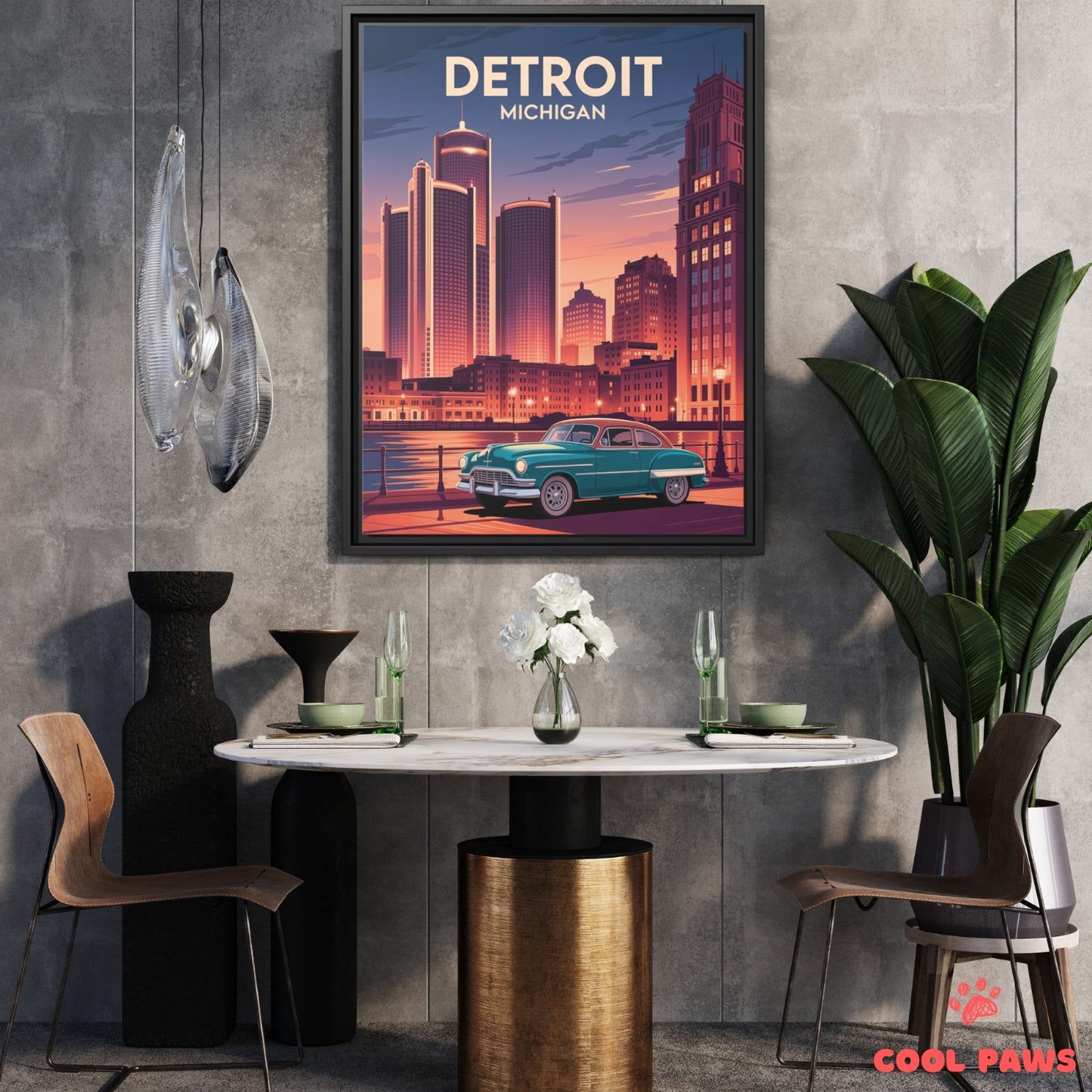 Detroit Travel Print | Renaissance Center Michigan