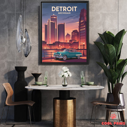 Detroit Travel Print | Renaissance Center Michigan
