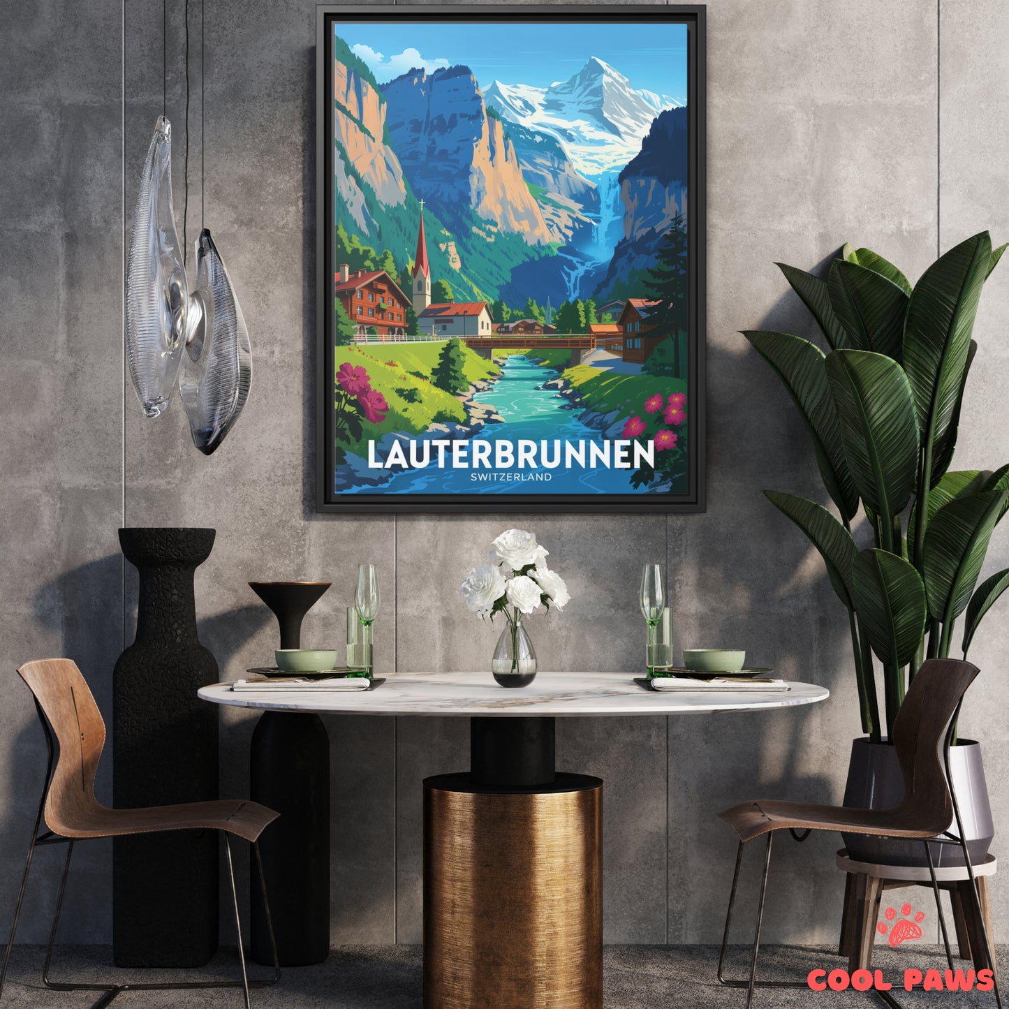 Lauterbrunnen Travel Print | Swiss Waterfalls | Switzerland