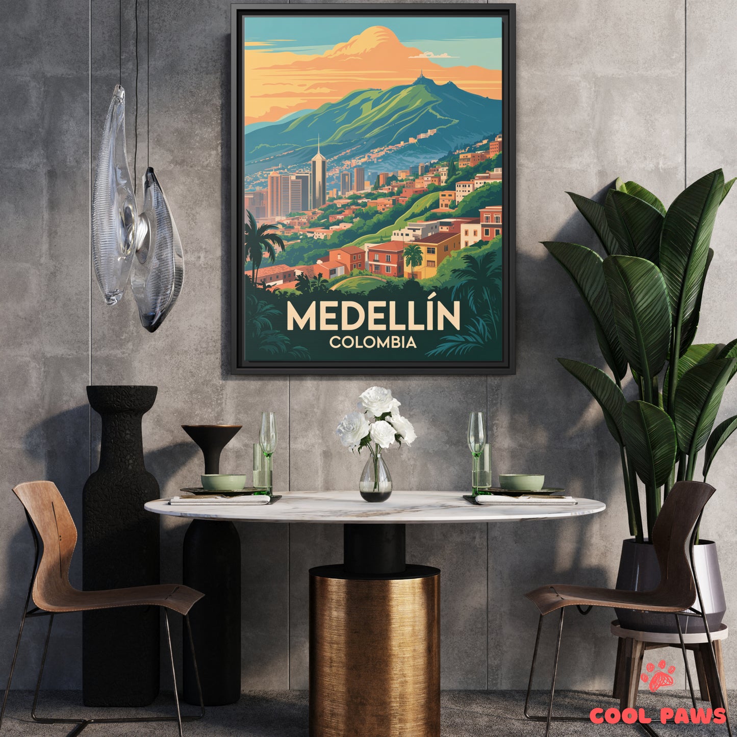 Medellin Travel Print | Hillside Neighborhoods | Colombia