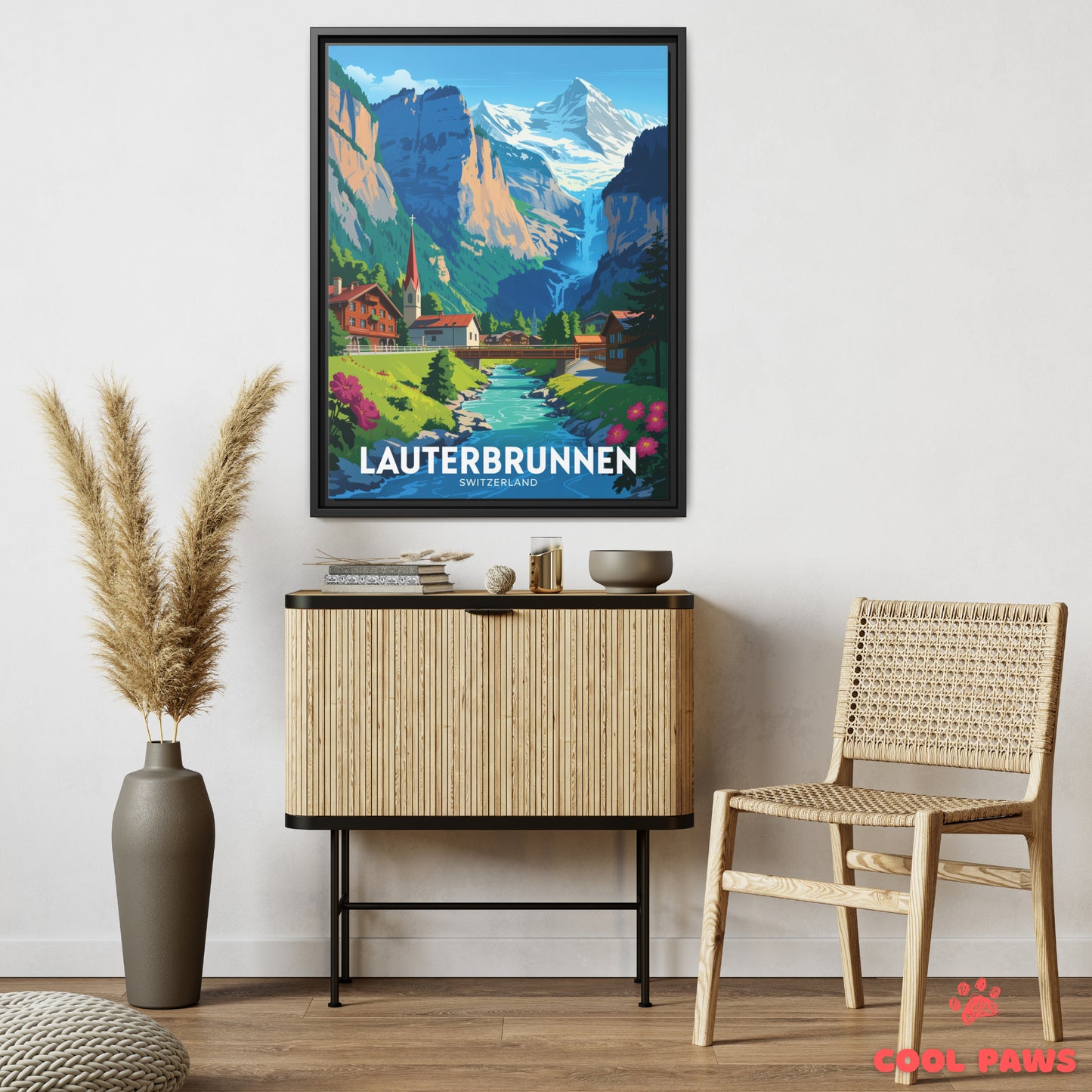 Lauterbrunnen Travel Print | Swiss Waterfalls | Switzerland