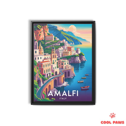 Amalfi Travel Print | Italian Cliffside Homes | Italy