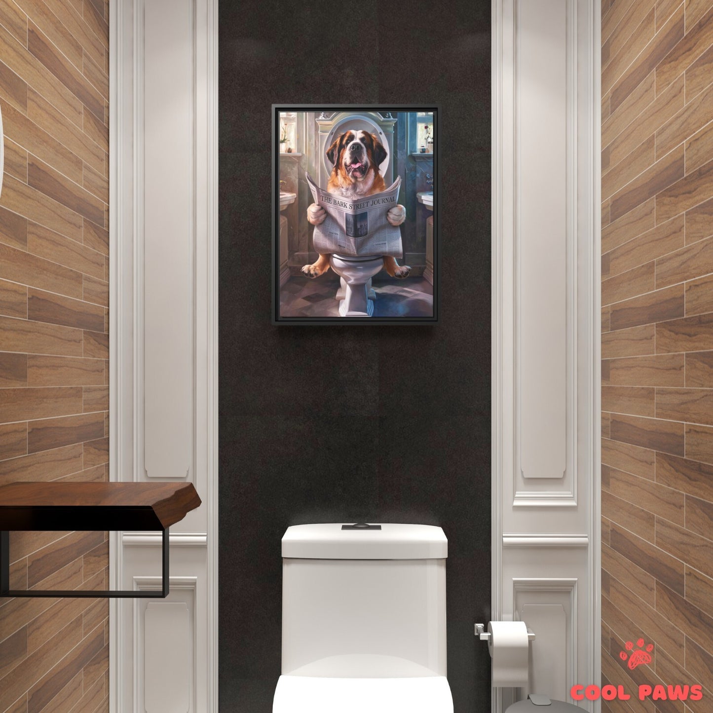 Saint Bernard Reading the Newspaper on the Toilet