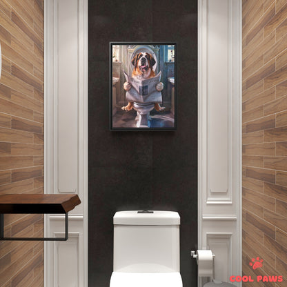 Saint Bernard Reading the Newspaper on the Toilet