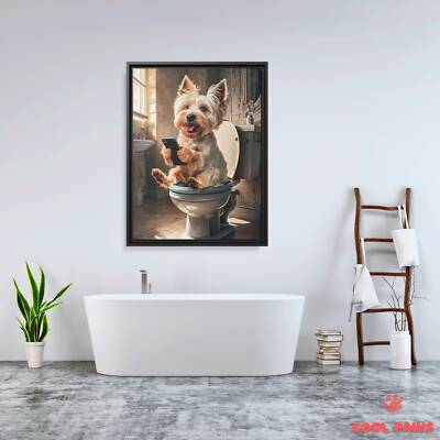 Westie on the Toilet with a Smartphone