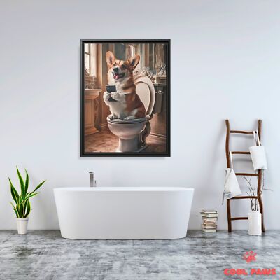 Corgi on the Toilet with a Smartphone