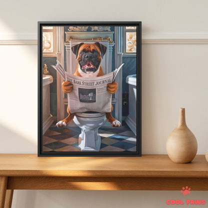 Boxer Reading the Newspaper on the Toilet