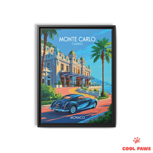 Monaco Travel Print | French Illustration of Monte Carlo Casino