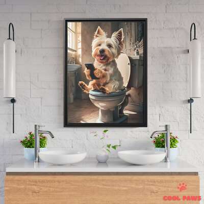 Westie on the Toilet with a Smartphone