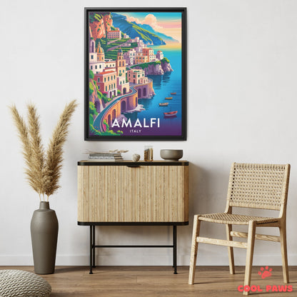 Amalfi Travel Print | Italian Cliffside Homes | Italy