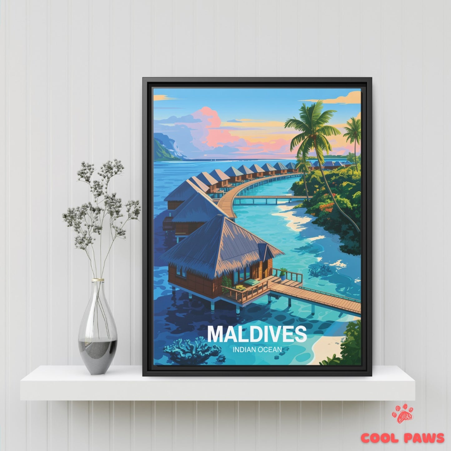 Maldives Travel Print | Overwater bungalows