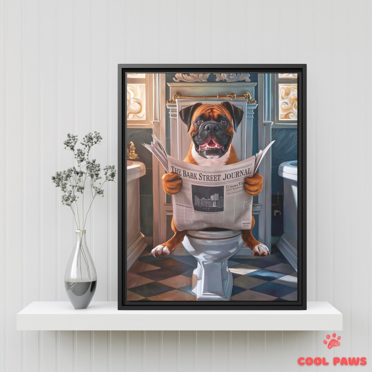 Boxer Reading the Newspaper on the Toilet