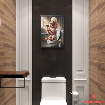 Poodle on the Toilet with a Smartphone