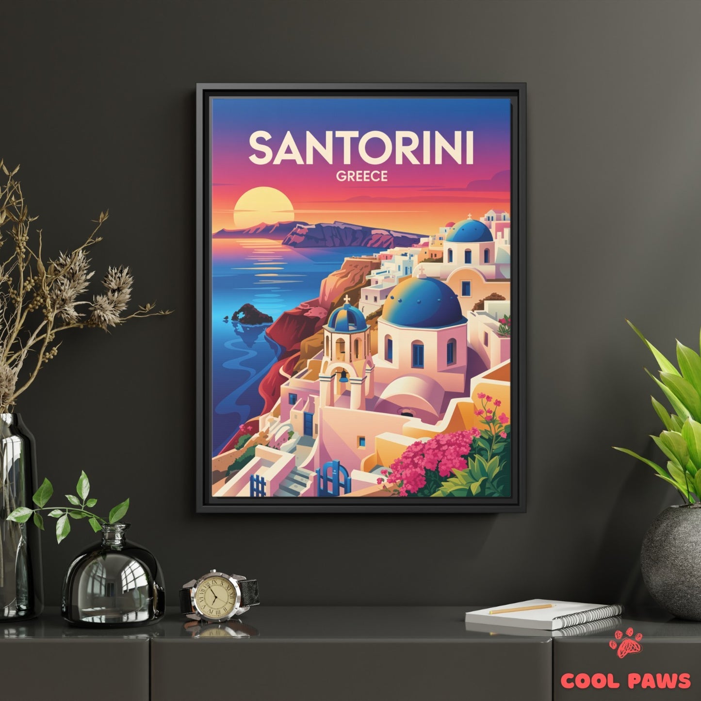 Santorini Travel Print | Greek Blue Domes | Greece