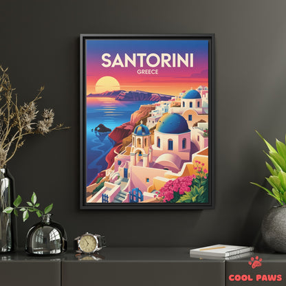 Santorini Travel Print | Greek Blue Domes | Greece