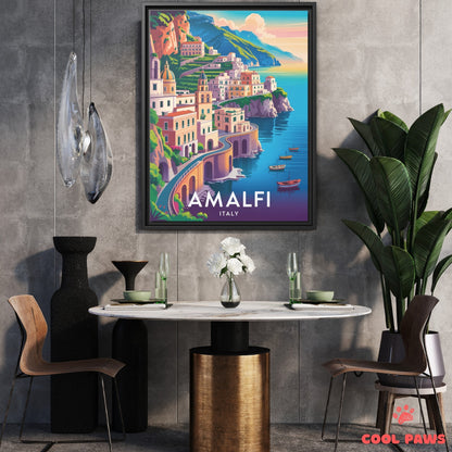 Amalfi Travel Print | Italian Cliffside Homes | Italy
