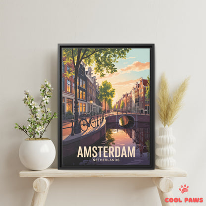 Amsterdam Travel Print | Dutch Canal Houses | Netherlands