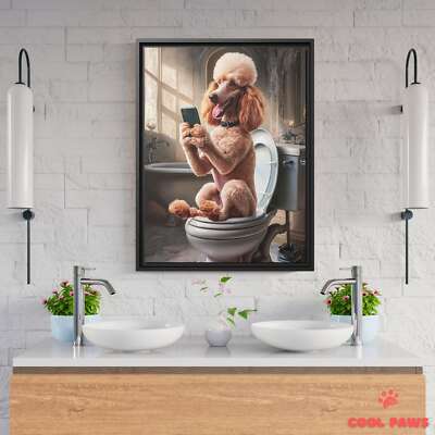 Poodle on the Toilet with a Smartphone