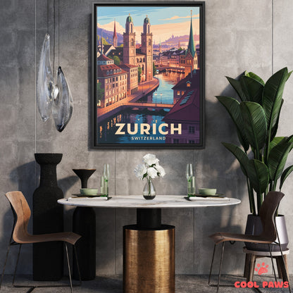 Zurich Travel Print | Swiss Grossmünster | Switzerland