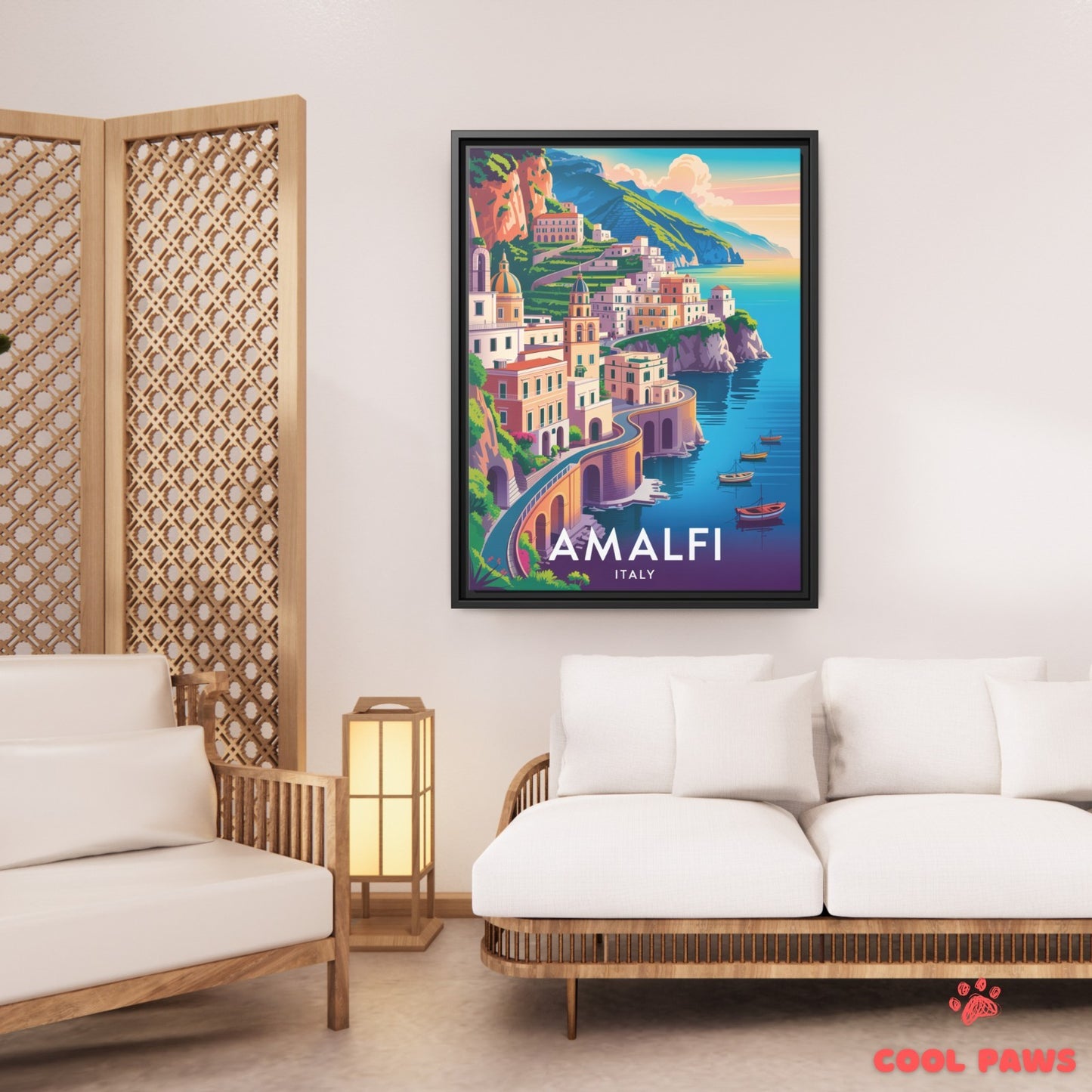 Amalfi Travel Print | Italian Cliffside Homes | Italy