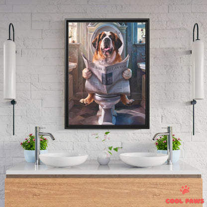 Saint Bernard Reading the Newspaper on the Toilet