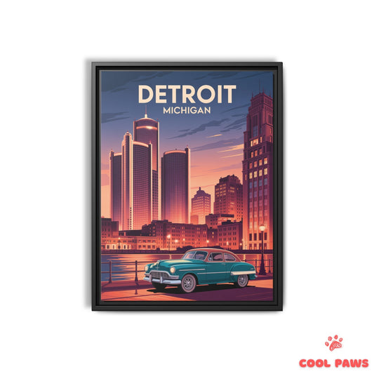 Detroit Travel Print | Renaissance Center Michigan