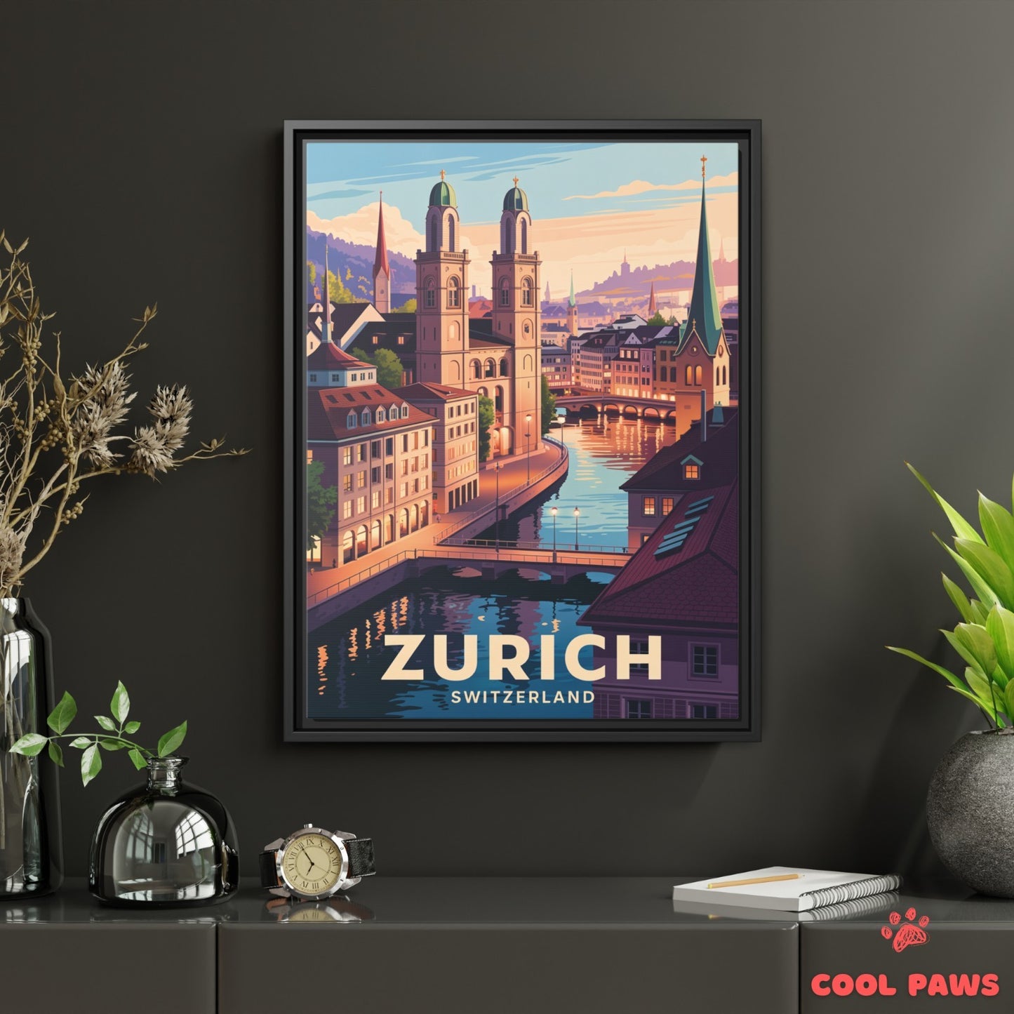 Zurich Travel Print | Swiss Grossmünster | Switzerland
