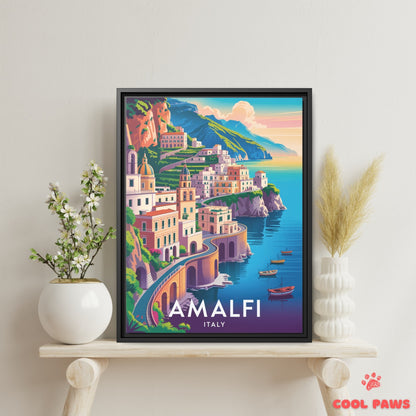 Amalfi Travel Print | Italian Cliffside Homes | Italy