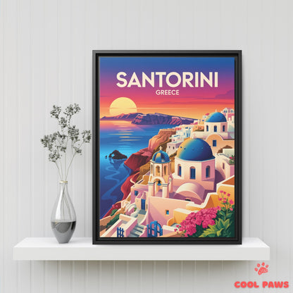 Santorini Travel Print | Greek Blue Domes | Greece