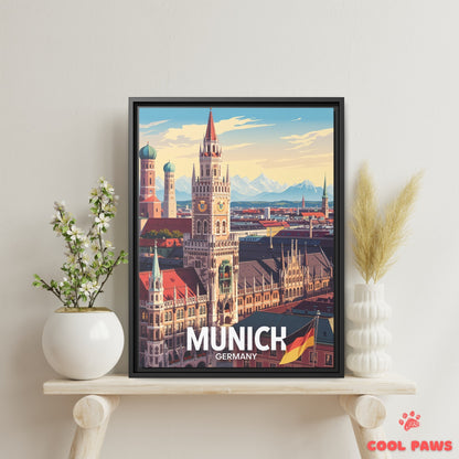 Munich Travel Print | German Marienplatz | Germany