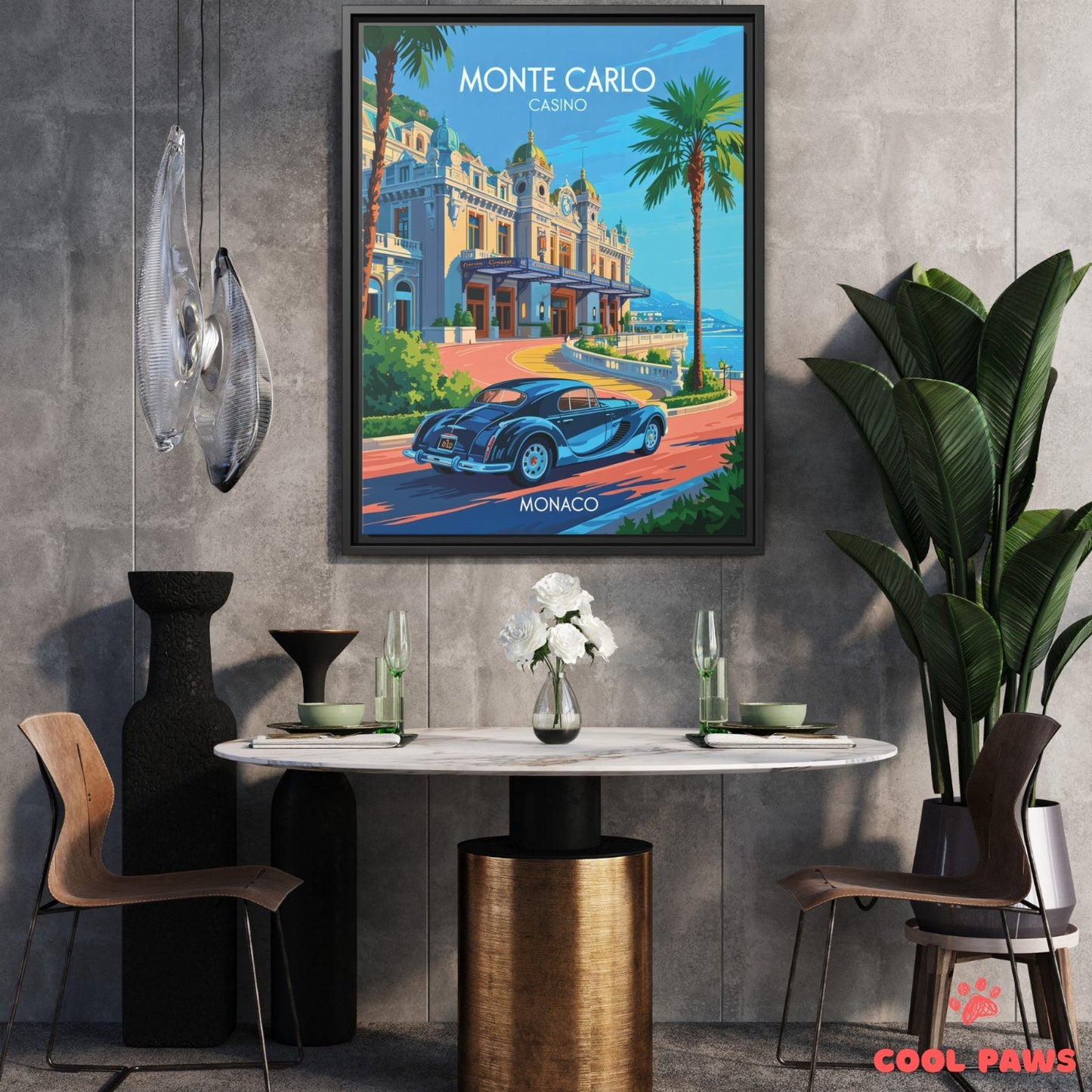 Monaco Travel Print | French Illustration of Monte Carlo Casino