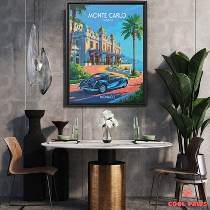 Monaco Travel Print | French Illustration of Monte Carlo Casino