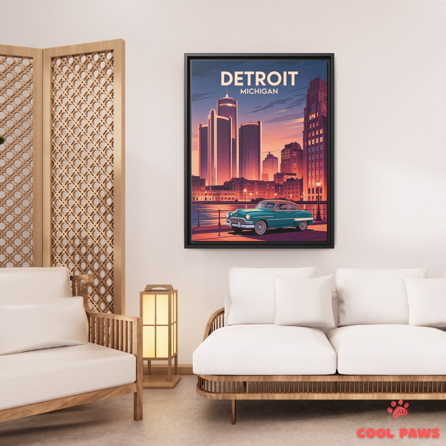 Detroit Travel Print | Renaissance Center Michigan