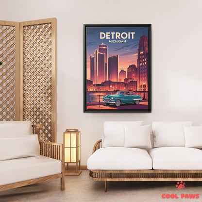 Detroit Travel Print | Renaissance Center Michigan