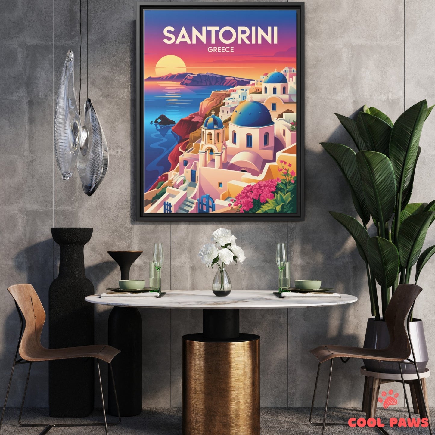 Santorini Travel Print | Greek Blue Domes | Greece