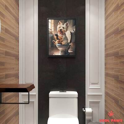Westie on the Toilet with a Smartphone