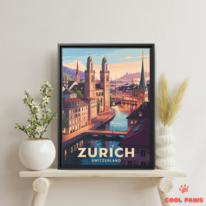 Zurich Travel Print | Swiss Grossmünster | Switzerland